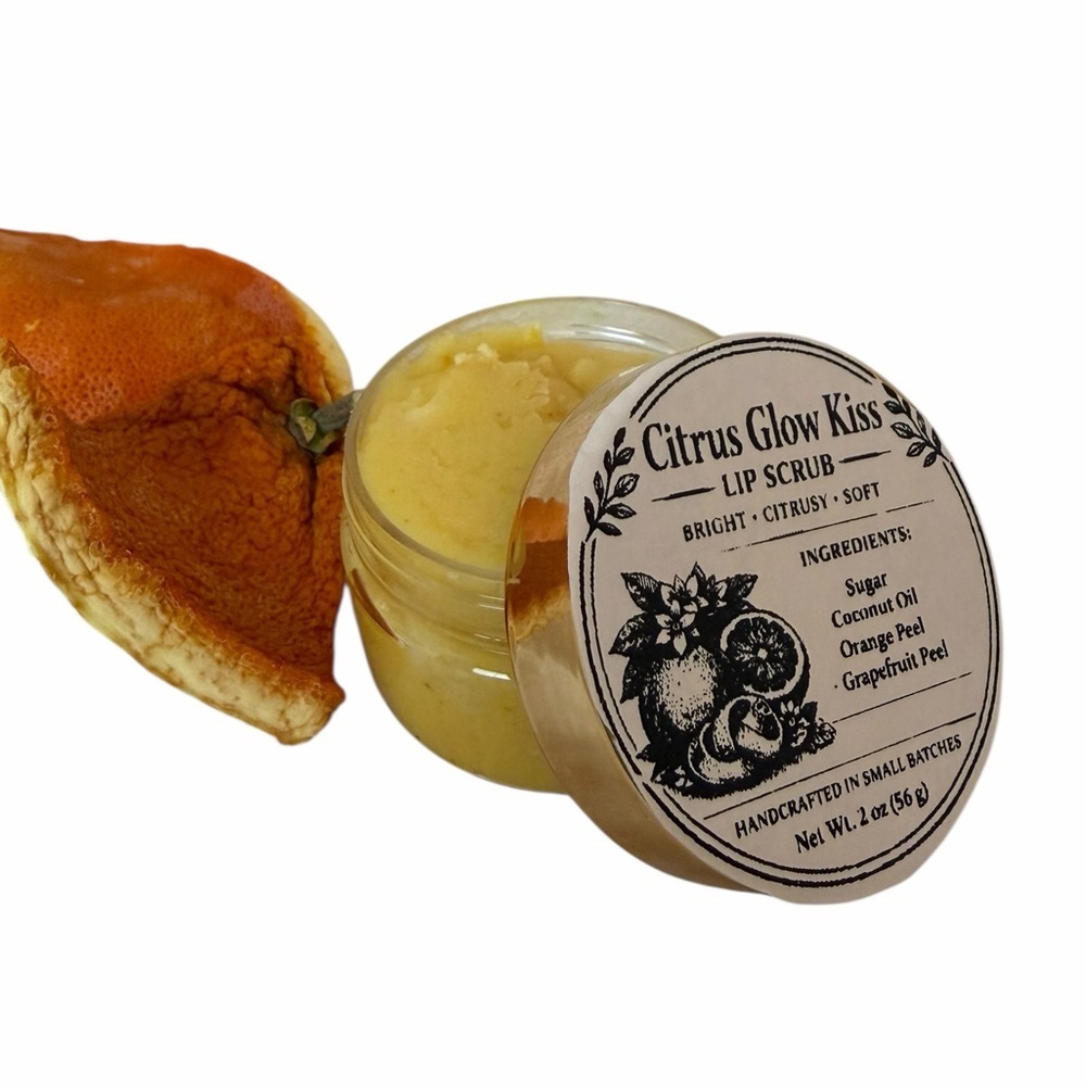 Citrus Glow Kiss Lip Scrub | Orange & Grapefruit Sugar Lip Polish | Coconut Oil